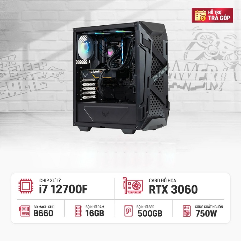 Máy tính Gaming Intel Core i7-12700F/16GB/500GB SSD/GeForce RTX 3060