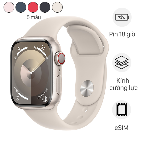 Đồng hồ thông minh Apple Watch Series 9 GPS + Cellular viền nhôm dây thể thao