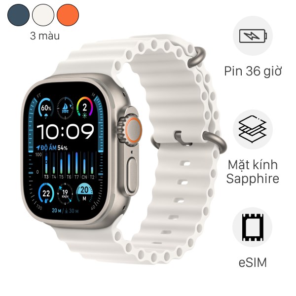 Đồng hồ thông minh Apple Watch Ultra 2 GPS + Cellular 49mm viền Titanium dây Ocean