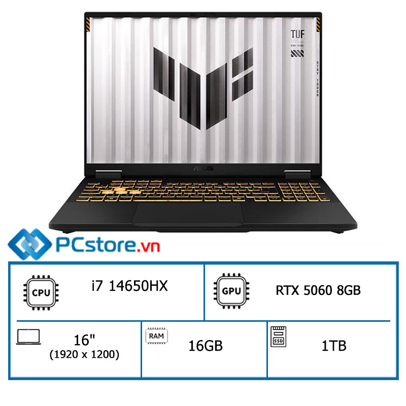 Laptop Asus TUF Gaming F16 FX608JMR i7 14650HX, 16GB, 1TB, RTX 5060 8GB