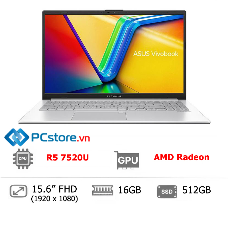 Laptop Asus Vivobook Go E1504FA R5 7520U, 16GB, 512GB, Full HD