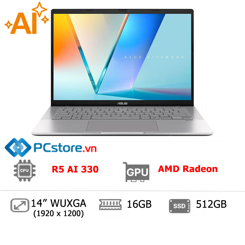 Laptop Asus Vivobook S14 M3407KA R5 AI 330, 16GB, 512GB, WUXGA OLED