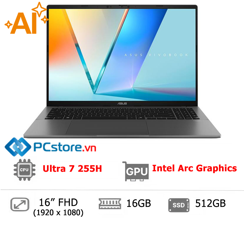 Laptop Asus Vivobook S16 S3607CA Ultra 7 255H, 16GB, 512GB, Full HD OLED