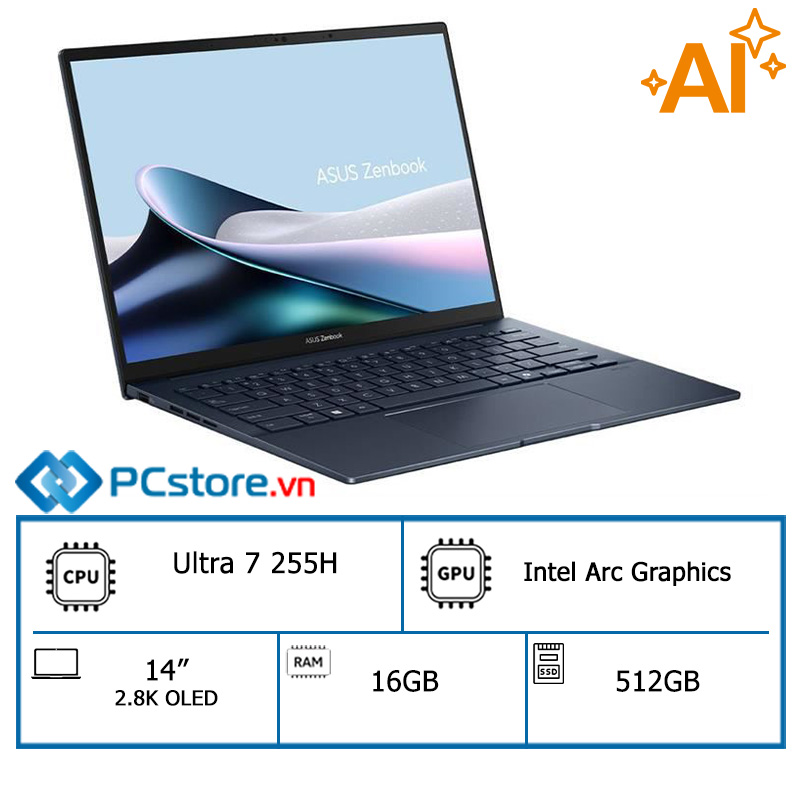 Laptop Asus Zenbook 14 UX3405CA Ultra 7 255H, 16GB, 512GB