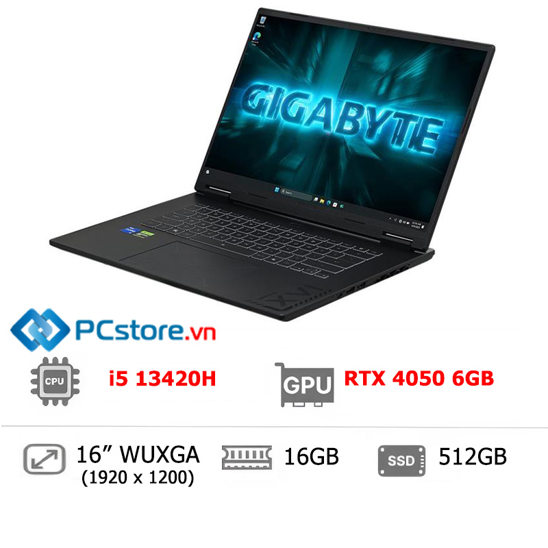 Laptop GIGABYTE Gaming A16 GA6H i5 13420H, 16GB, 512GB, RTX 4050 6GB, WUXGA 165Hz
