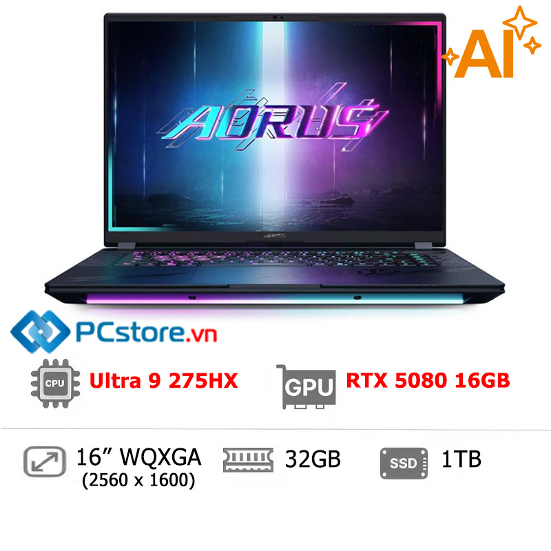 Laptop GIGABYTE Gaming AORUS MASTER 16 Ultra 9 275HX, 32GB, 1TB, RTX 5080 16GB, WQXGA OLED 240Hz