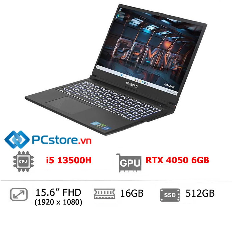 Laptop GIGABYTE Gaming G5 MF5 RC555 i5 13500H, 16GB, 512GB, RTX 4050 6GB, Full HD 144Hz