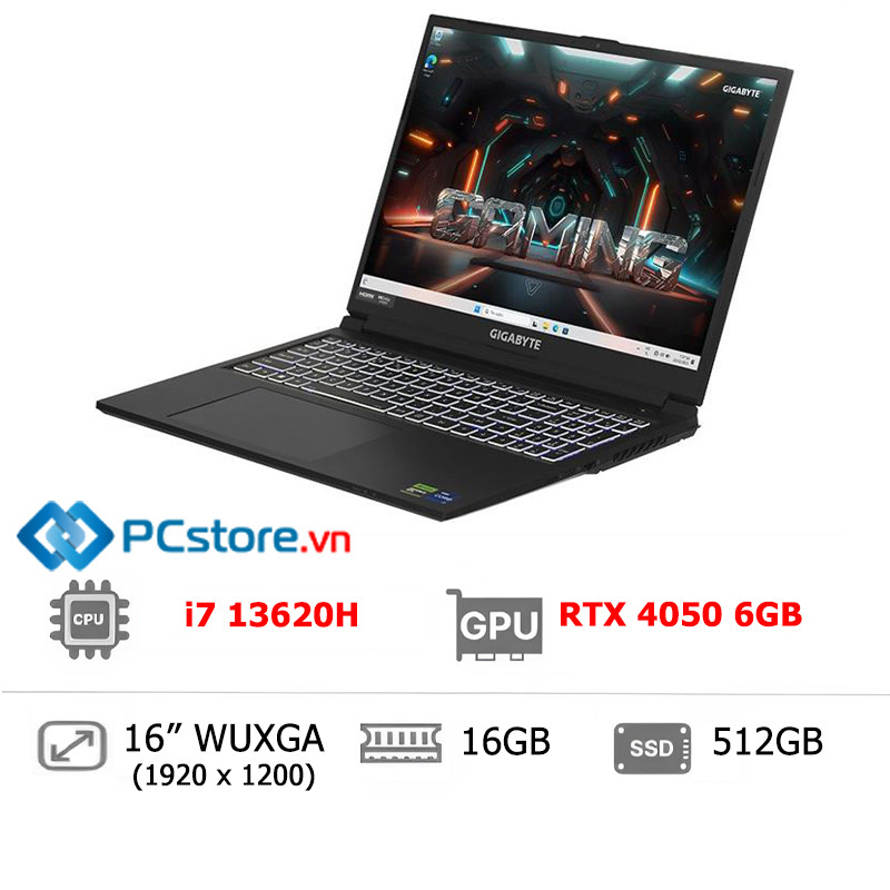 Laptop GIGABYTE Gaming G6 MF RC56 i7 13620H, 16GB, 512GB, RTX 4050 6GB, WUXGA 165Hz