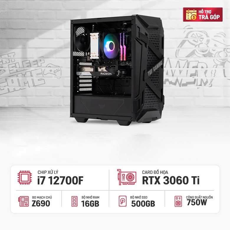 Máy tính Gaming Intel Core i7-12700F/16GB/500GB SSD/GeForce RTX 3060Ti