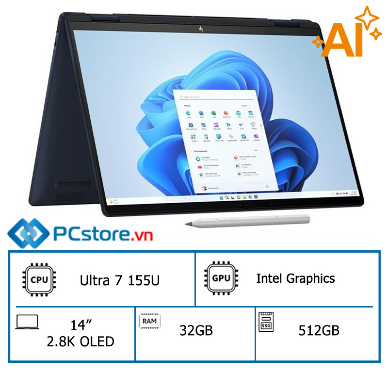 Laptop HP Envy X360 14 fc0153TU Ultra 7 155U/32GB/512GB