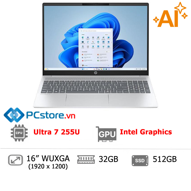 Laptop HP OmniBook 5 AI 16 af1054TU Ultra 7 255U, 32GB, 512GB, WUXGA