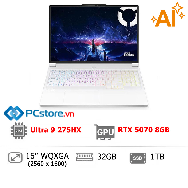Laptop Lenovo Gaming Legion 7 16IAX10 Ultra 9 275HX, 32GB, 1TB, RTX 5070 8GB, WQXGA OLED 240Hz