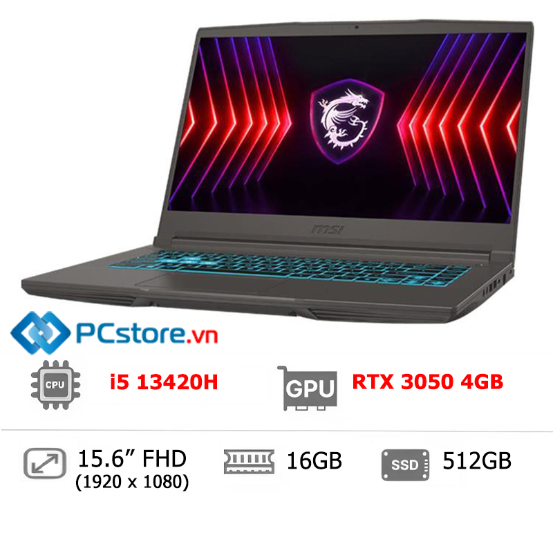 Laptop MSI Gaming Thin 15 B13UC i5 13420H, 16GB, 512GB, RTX 3050 4GB, Full HD 144Hz