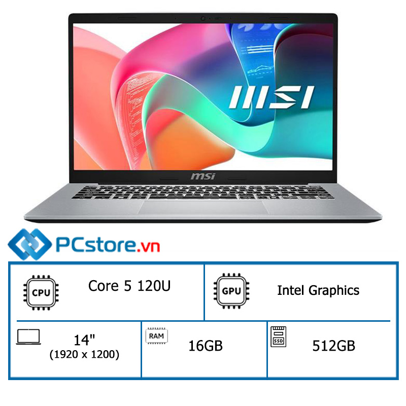 Laptop MSI Modern 14 F1MG Core 5 120U, 16GB, 512GB