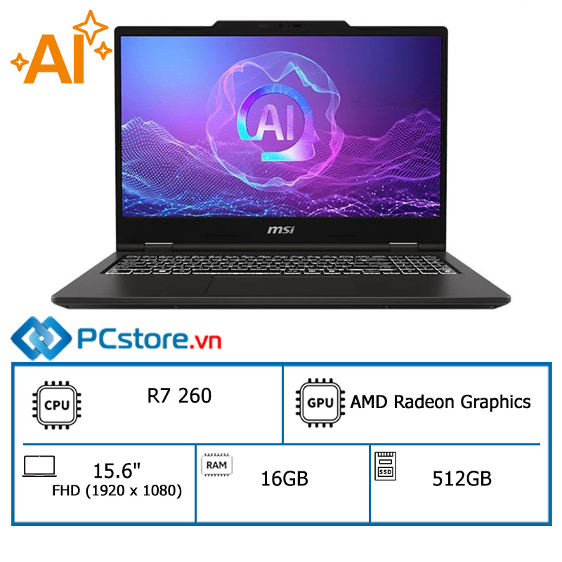 Laptop MSI Venture A15 AI A2HMG R7 260, 16GB, 512GB