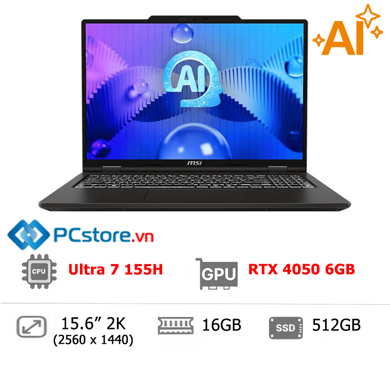 Laptop MSI VenturePro 16 AI A1VEG Ultra 7 155H, 16GB, 512GB, RTX 4050 6GB, 2K OLED 120Hz
