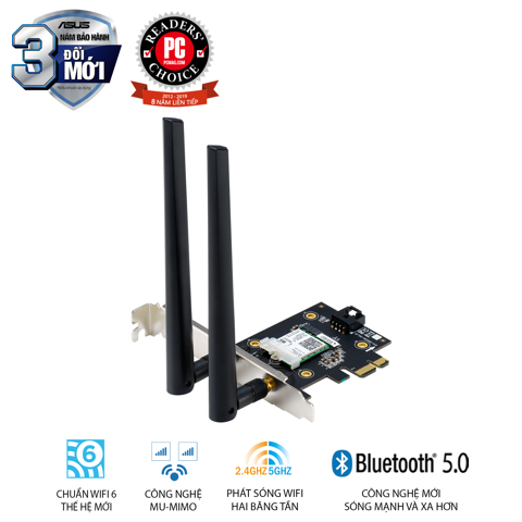 Thiết bị định tuyến không dây ASUS PCE-AX3000 Adapter PCI-E không dây AX3000 WiFi 6 Bluetooth 5